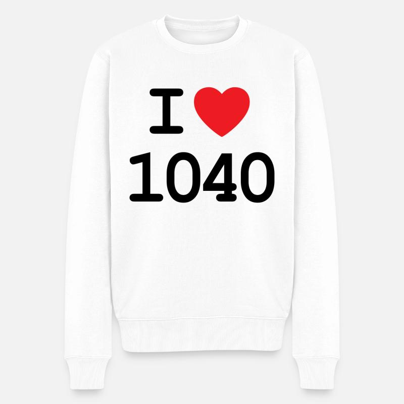 I love 1040 - Ich liebe Wieden - Männer Premium Bio Pullover - Weiß