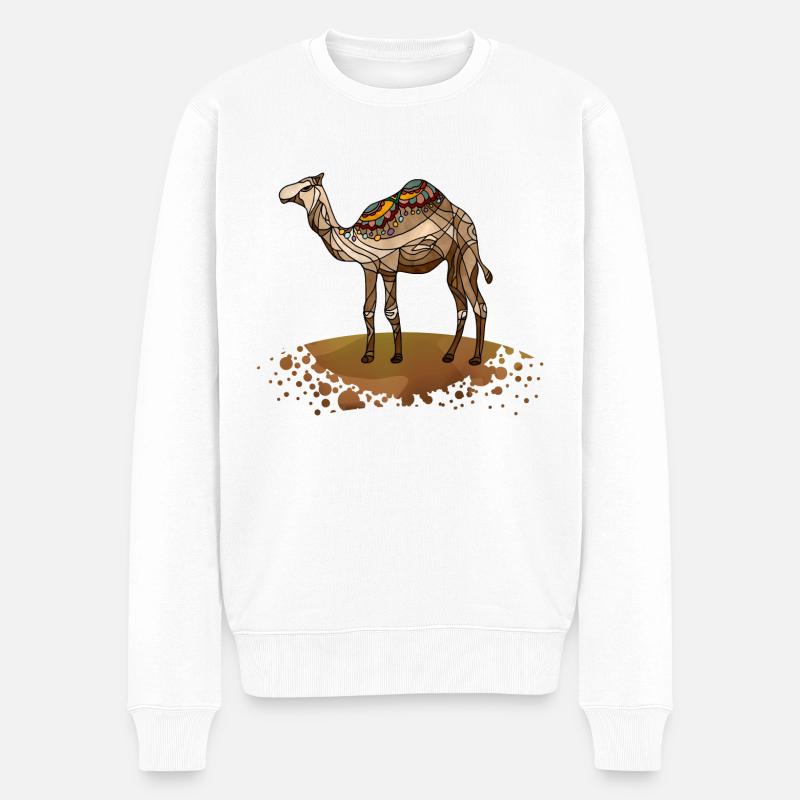 Kamel - Männer Premium Bio Pullover - Weiß