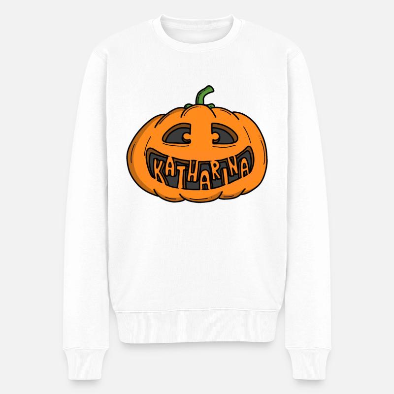 Katharina Halloween Kürbis - Männer Premium Bio Pullover - Weiß