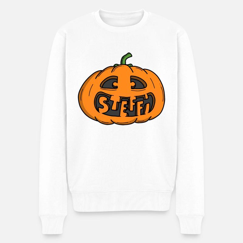 Steffi Halloween Kürbis - Männer Premium Bio Pullover - Weiß