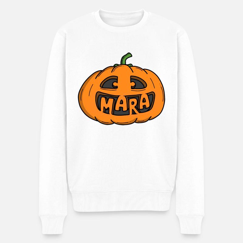Mara Halloween Kürbis - Männer Premium Bio Pullover - Weiß