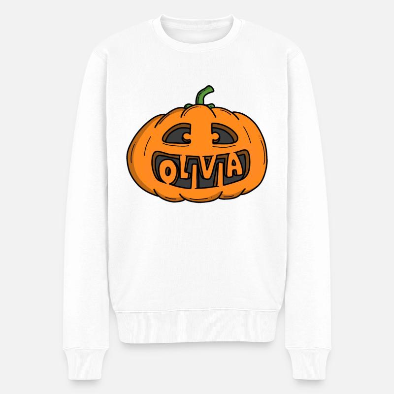 Olivia Halloween Kürbis - Männer Premium Bio Pullover - Weiß