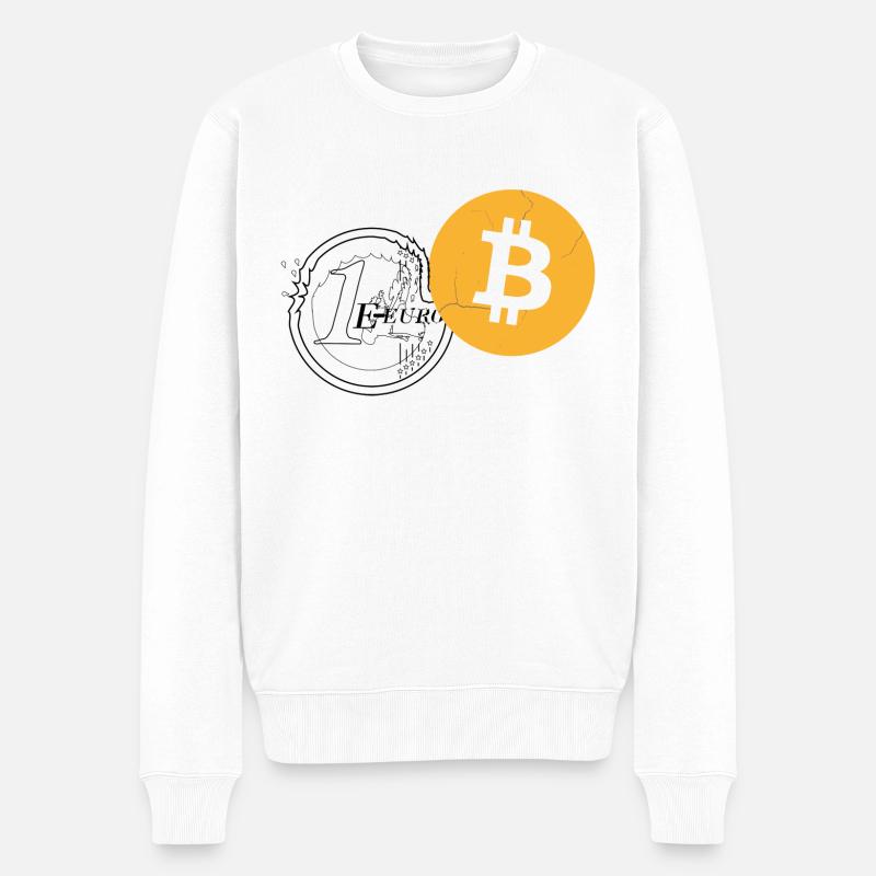 E-euro VS. Bitcoin - Männer Premium Bio Pullover - Weiß