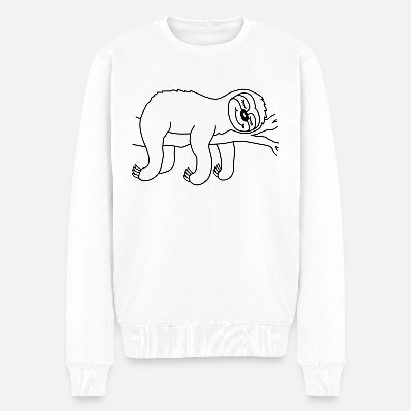 Entspanntes müdes Faultier schläft - Männer Premium Bio Pullover - Weiß