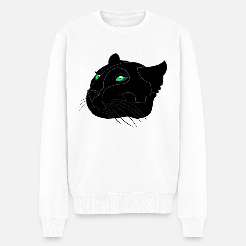 Head of Black Panther - Männer Premium Bio Pullover - Weiß