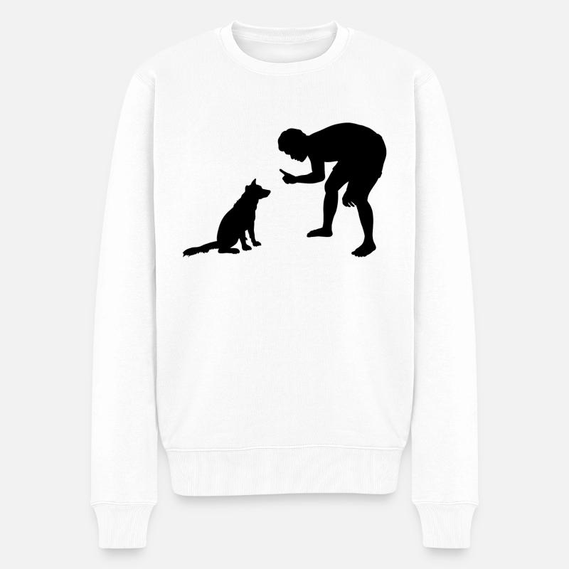 Dog Hund - Männer Premium Bio Pullover - Weiß