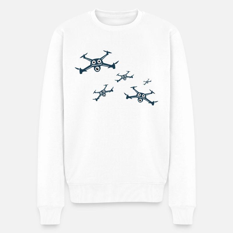 dronen,drone,comic - Männer Premium Bio Pullover - Weiß