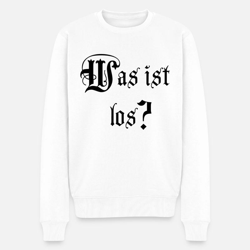 Was ist los? - Männer Premium Bio Pullover - Weiß