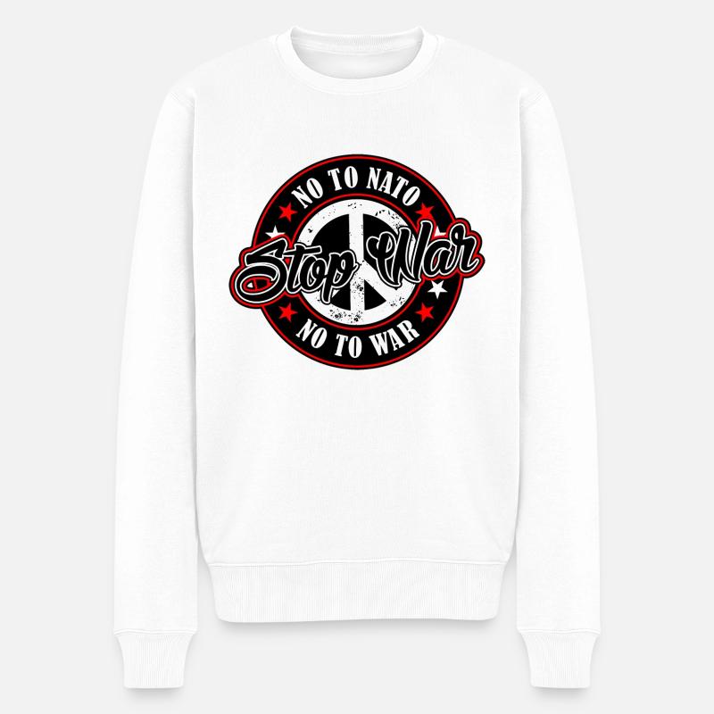 Stop War - Männer Premium Bio Pullover - Weiß