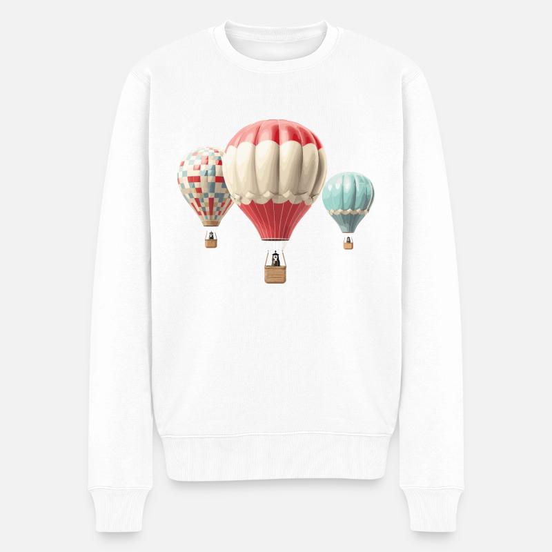 Heißluftballons - Männer Premium Bio Pullover - Weiß