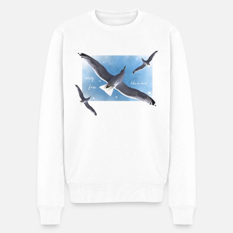 frei sein wie ein Vogel - Männer Premium Bio Pullover - Weiß