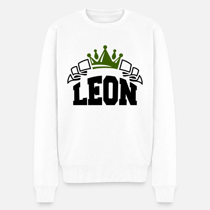 leon - Männer Premium Bio Pullover - Weiß