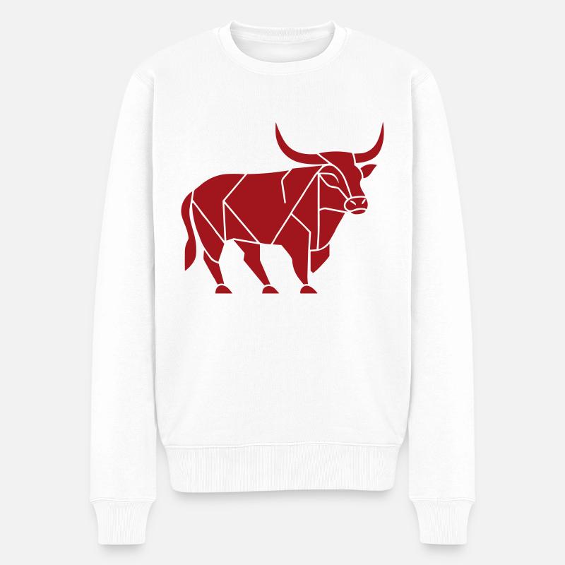 Stier - Männer Premium Bio Pullover - Weiß