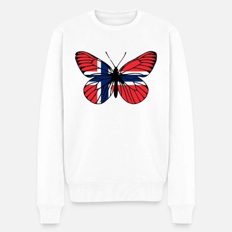 Schmetterling Norwegen - Männer Premium Bio Pullover - Weiß