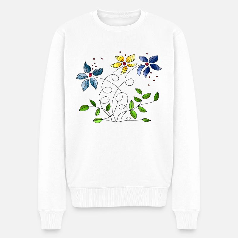 Blumen - Männer Premium Bio Pullover - Weiß