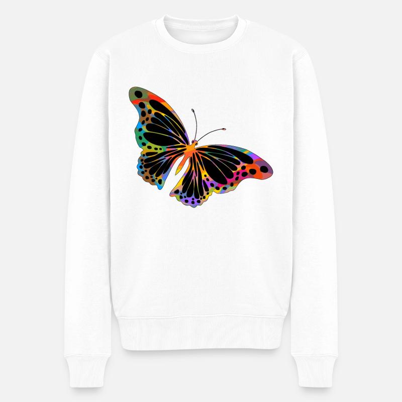 Schmetterling - Männer Premium Bio Pullover - Weiß