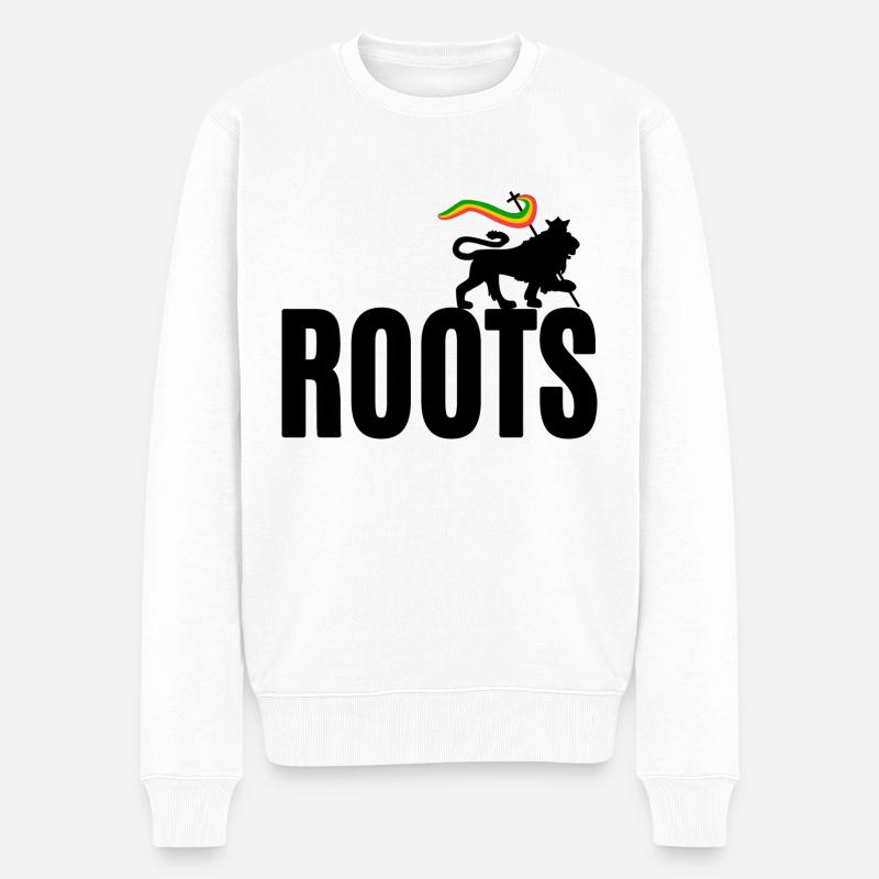 Roots Reggae - Männer Premium Bio Pullover - Weiß
