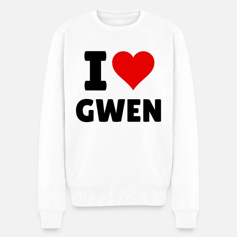 Ich liebe Gwen - Männer Premium Bio Pullover - Weiß
