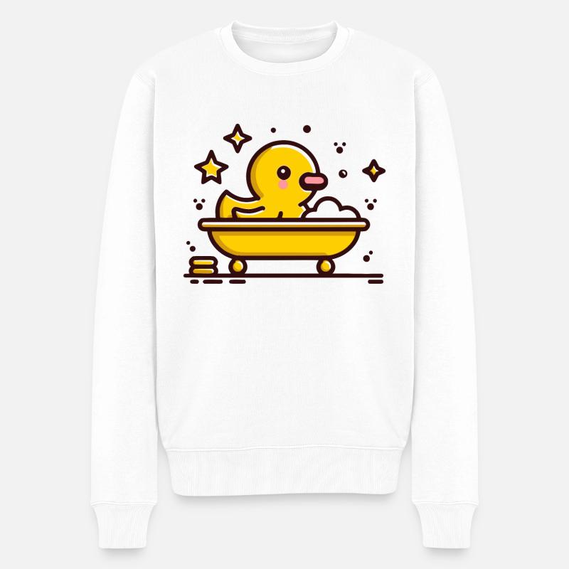 Badeente Badewanne - Männer Premium Bio Pullover - Weiß