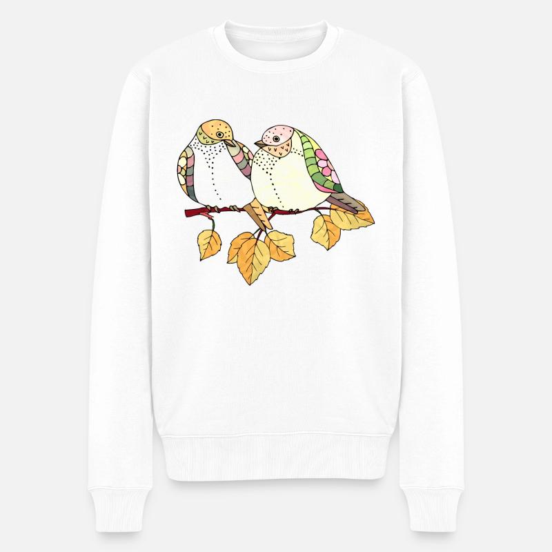Bunte Vögel - Männer Premium Bio Pullover - Weiß