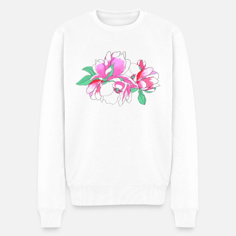Bouquet de fleurs rose - Pull Premium bio Homme - blanc
