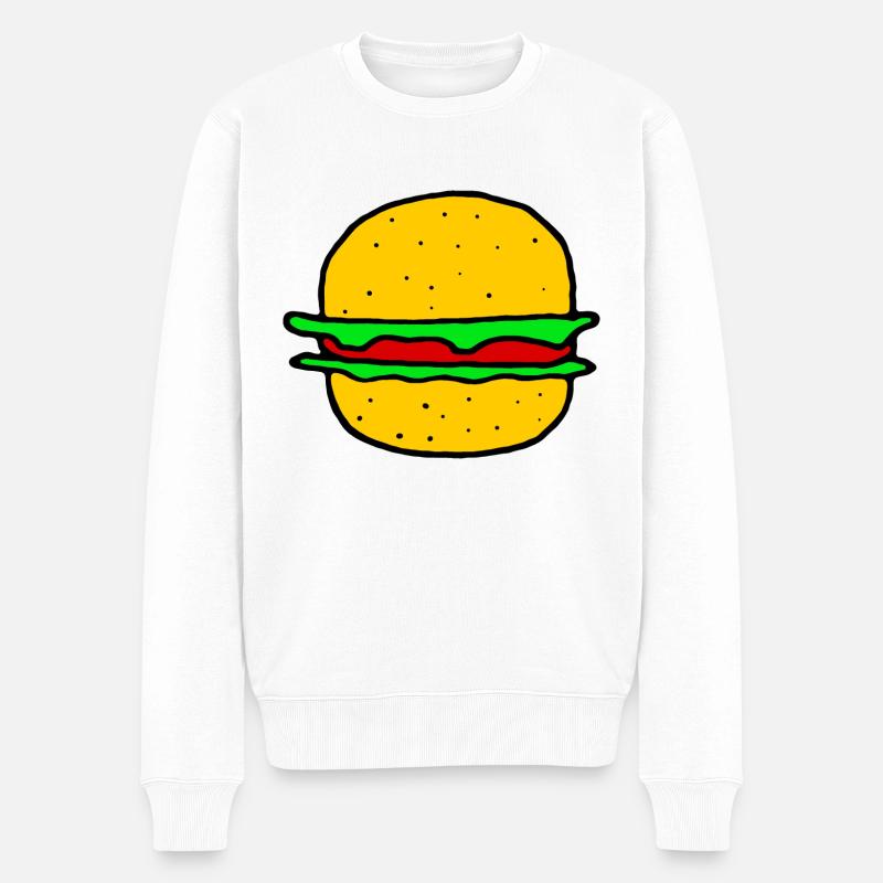 Super hamburger - Pull Premium bio Homme - blanc