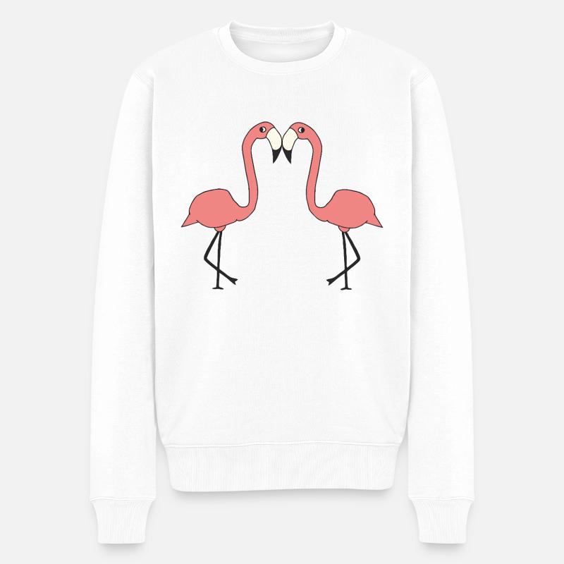 Flamant rose amoureux - Pull Premium bio Homme - blanc