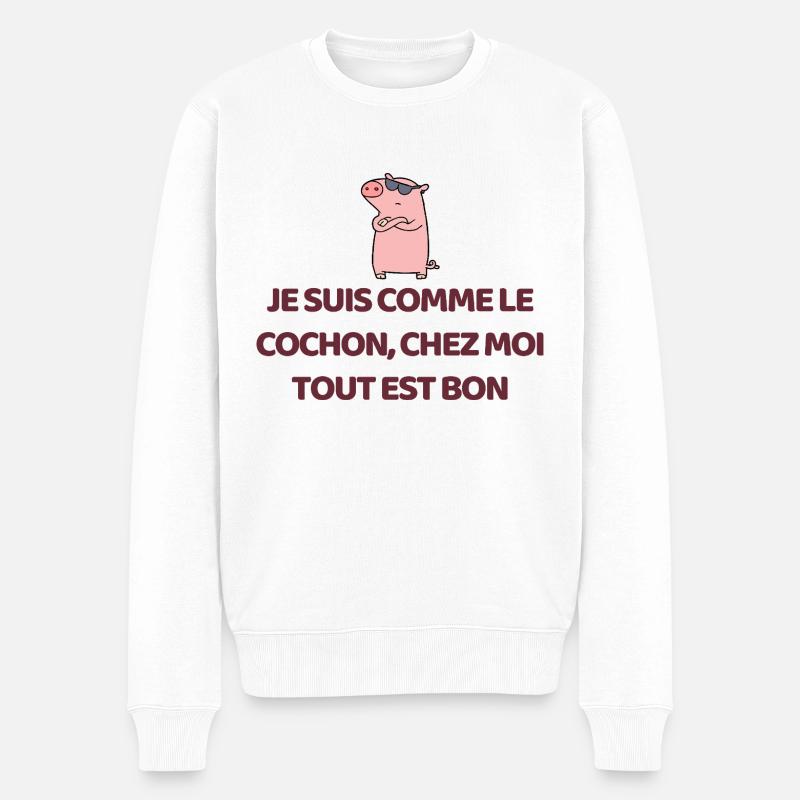 cochon - Pull Premium bio Homme - blanc