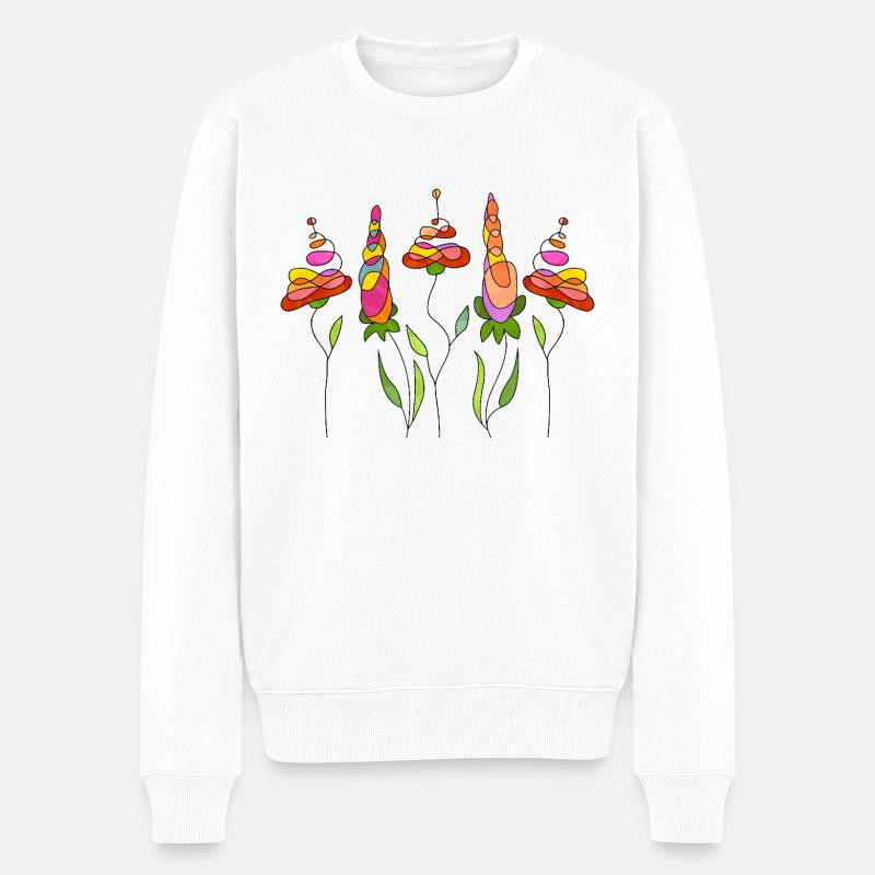 Blumen - Männer Premium Bio Pullover - Weiß