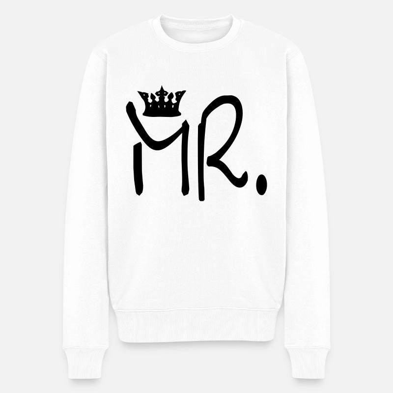 mr_krone - Männer Premium Bio Pullover - Weiß