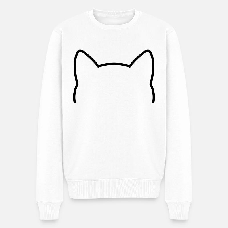 Katze Icon Kontur - Männer Premium Bio Pullover - Weiß