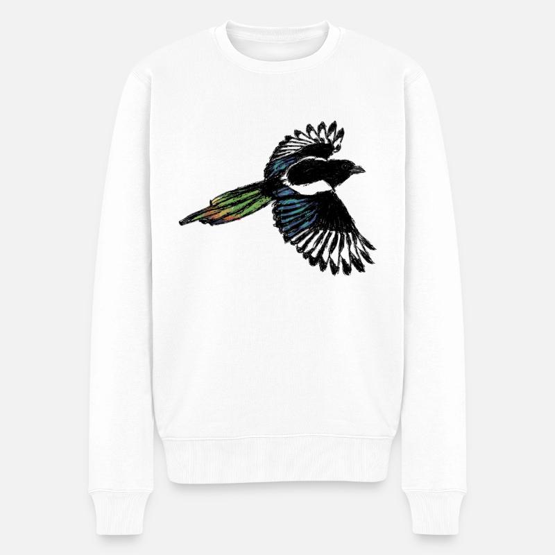Elster / Magpie Design 2 - Männer Premium Bio Pullover - Weiß