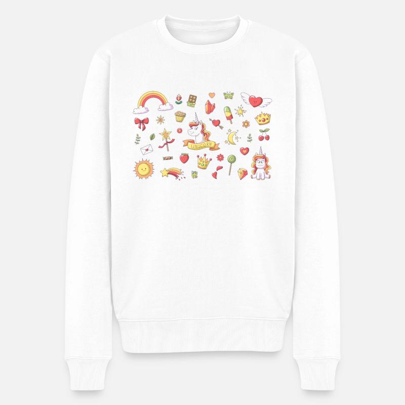 Set Einhorn Querformat - Männer Premium Bio Pullover - Weiß