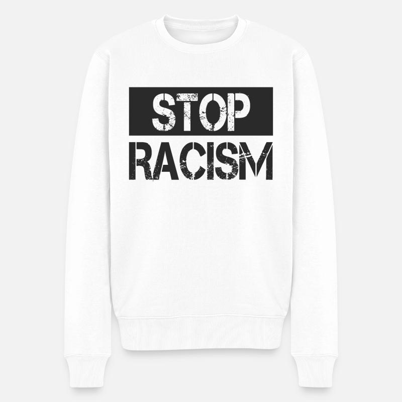 Arrêtez le racisme - Pull Premium bio Homme - blanc