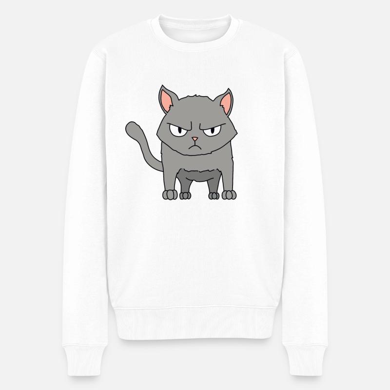 Katze wütend - Männer Premium Bio Pullover - Weiß