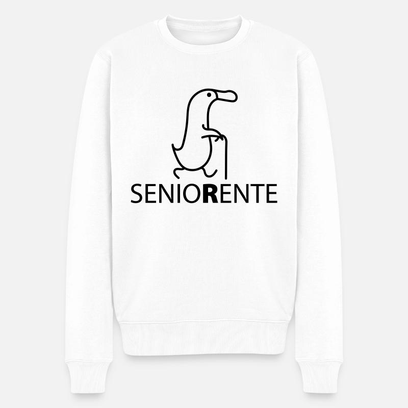 Senior Ente Rente - Männer Premium Bio Pullover - Weiß