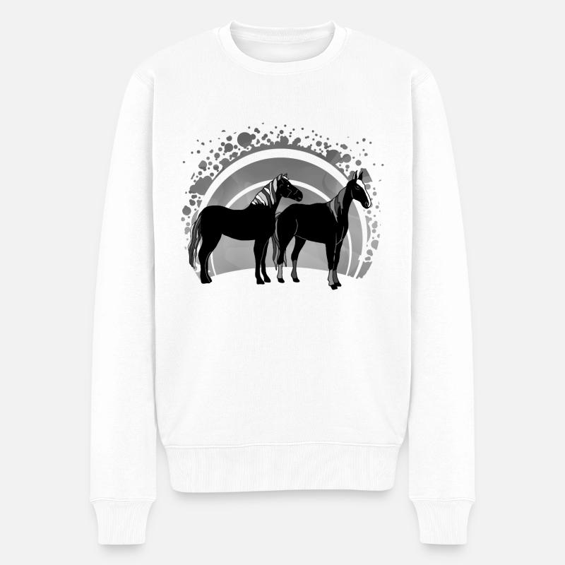 Les chevaux - Pull Premium bio Homme - blanc