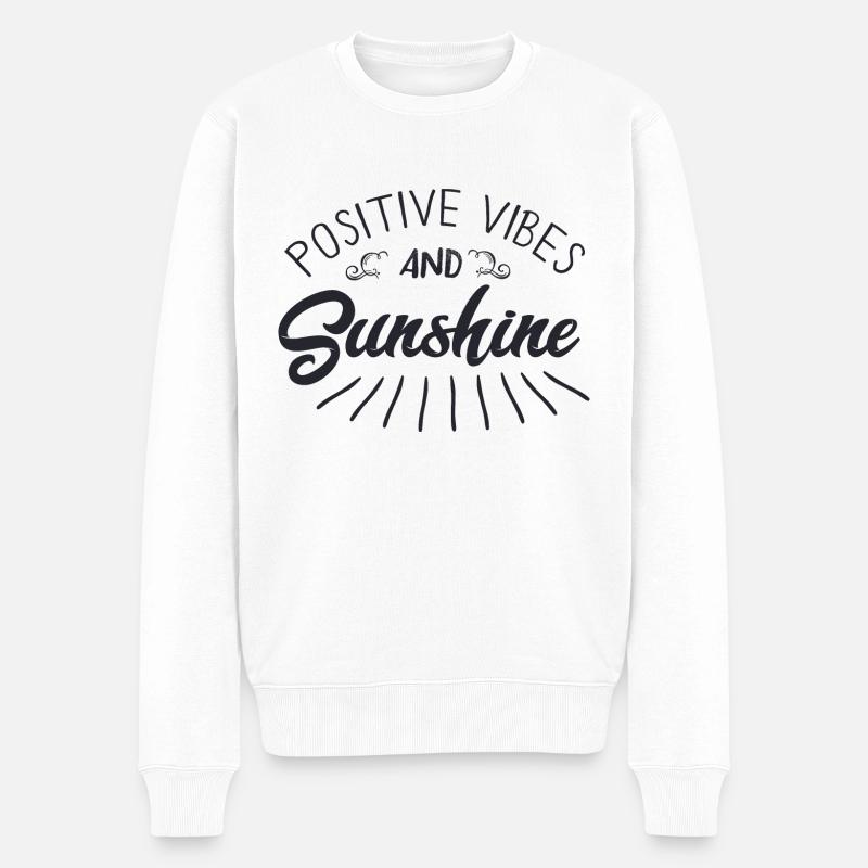 Vibrations positives et soleil - Pull Premium bio Homme - blanc