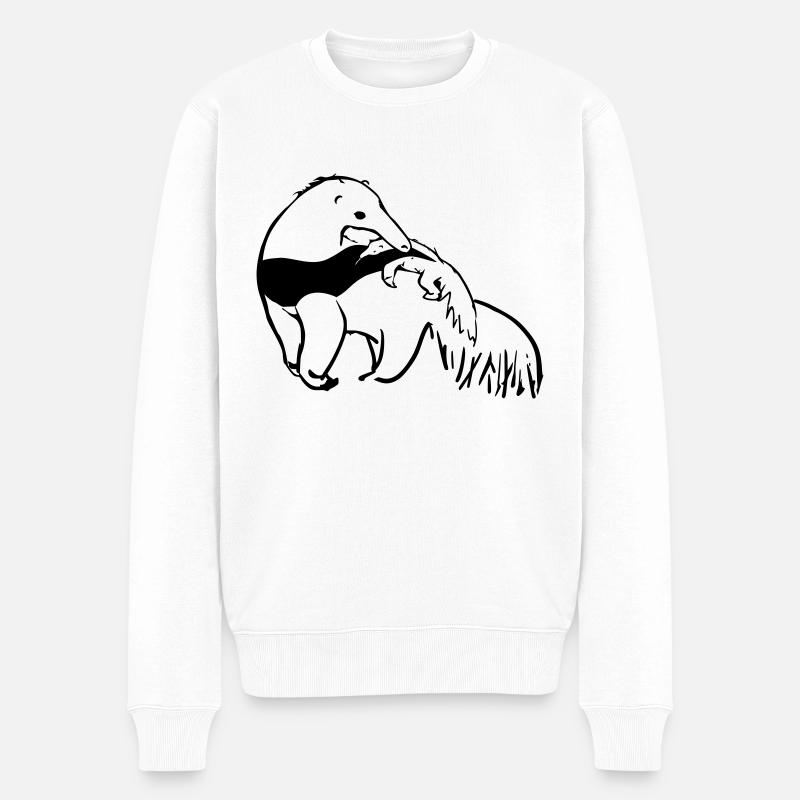 L’ours fourmilière mère avec bébé - Pull Premium bio Homme - blanc