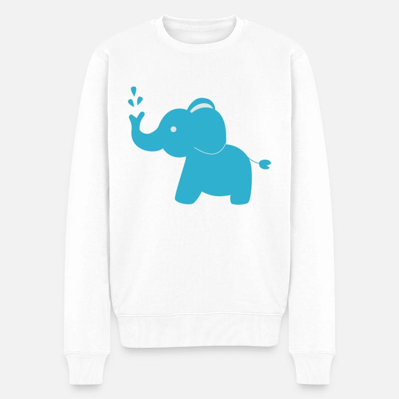 Elefant blau - Männer Premium Bio Pullover - Weiß