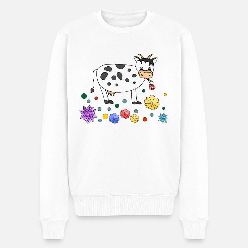 Kuh - Männer Premium Bio Pullover - Weiß