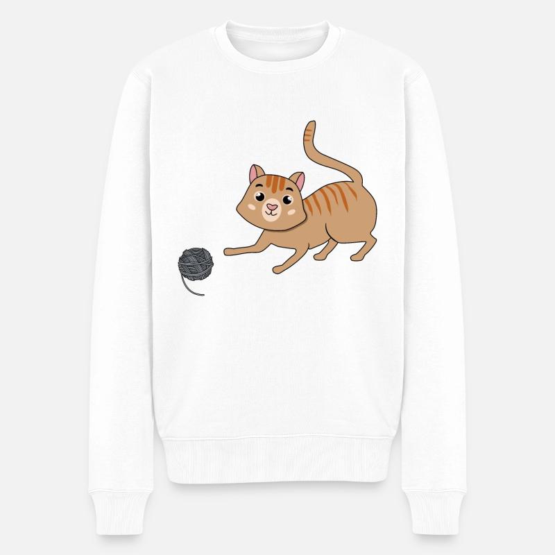 Chat avec la laine - Pull Premium bio Homme - blanc