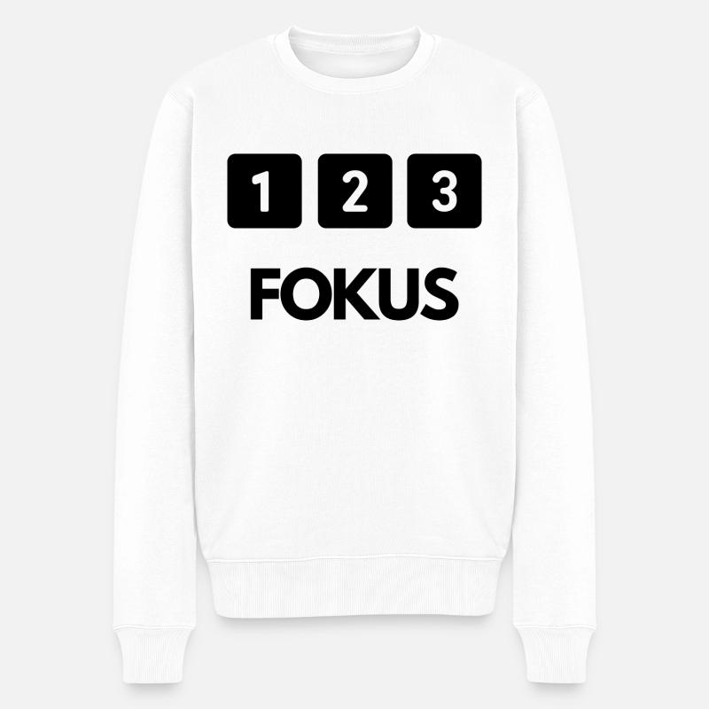 123 Fokus, Fokus - Männer Premium Bio Pullover - Weiß