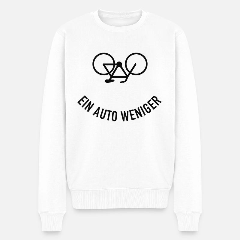 Fahrrad Bike - Ein Auto weniger - Nachhaltigkeit - Männer Premium Bio Pullover - Weiß