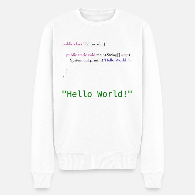 Hello World Code - Männer Premium Bio Pullover - Weiß