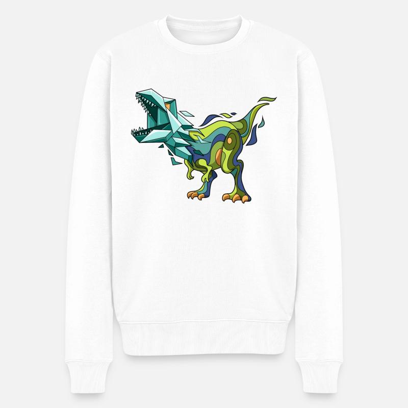 Dinosaurier Dino Abstrakt T-Rex - Männer Premium Bio Pullover - Weiß