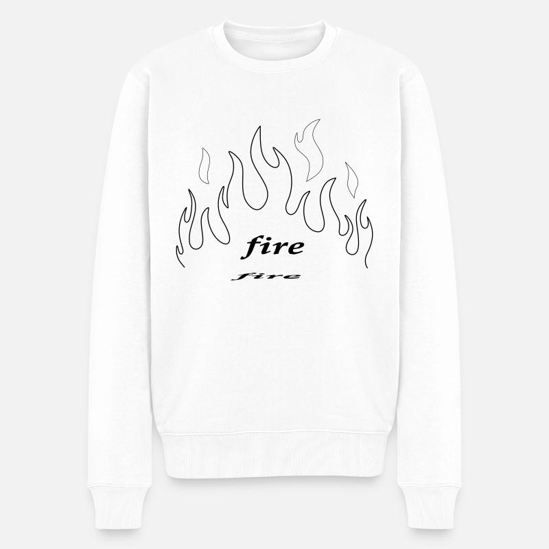 fire & flame - Männer Premium Bio Pullover - Weiß