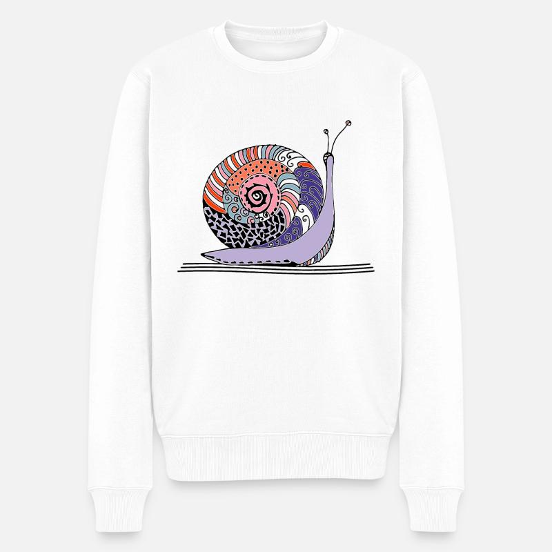 Schnecke - Männer Premium Bio Pullover - Weiß