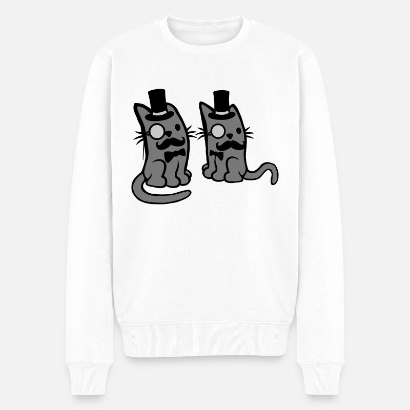 Hommes 2 Chats Amis - Pull Premium bio Homme - blanc