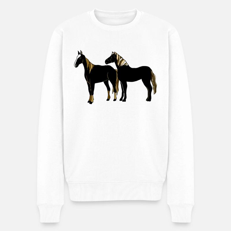 Chevaux - Pull Premium bio Homme - blanc